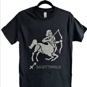 High Quality Zodiac Sagittarius Rhinestone Bling Bling Short Sleeve T-shirt